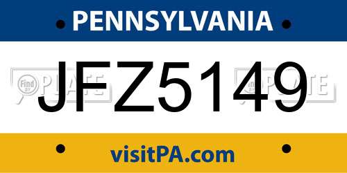 JFZ5149 Pennsylvania License Plate