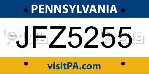JFZ5255 Pennsylvania License Plate