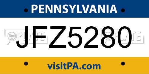 JFZ5280 Pennsylvania License Plate