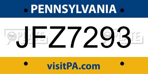 JFZ7293 Pennsylvania License Plate