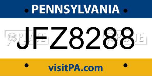 JFZ8288 Pennsylvania License Plate