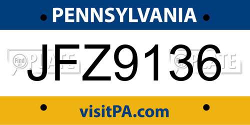 JFZ9136 Pennsylvania License Plate