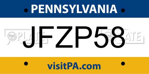 JFZP58 Pennsylvania License Plate