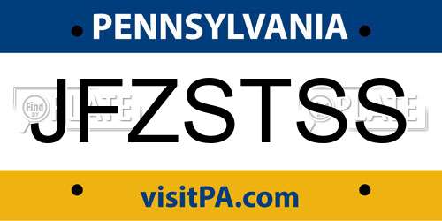 JFZSTSS Pennsylvania License Plate