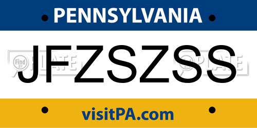 JFZSZSS Pennsylvania License Plate