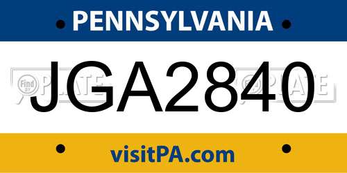 JGA2840 Pennsylvania License Plate