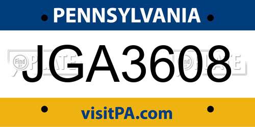 JGA3608 Pennsylvania License Plate