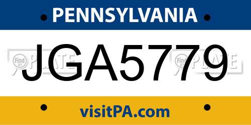 JGA5779 Pennsylvania License Plate