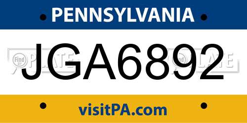 JGA6892 Pennsylvania License Plate