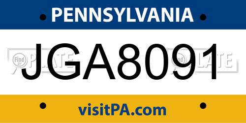 JGA8091 Pennsylvania License Plate