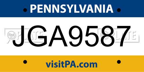 JGA9587 Pennsylvania License Plate