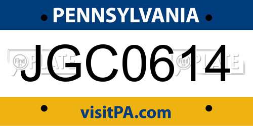 JGC0614 Pennsylvania License Plate
