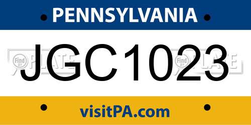 JGC1023 Pennsylvania License Plate