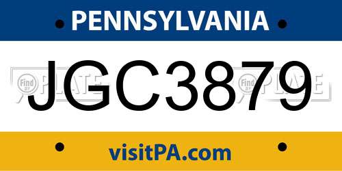 JGC3879 Pennsylvania License Plate