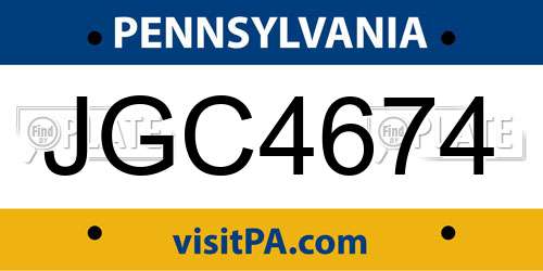 JGC4674 Pennsylvania License Plate