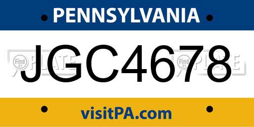 JGC4678 Pennsylvania License Plate