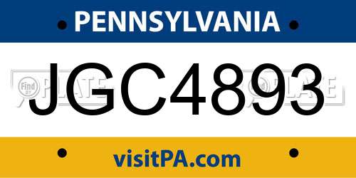 JGC4893 Pennsylvania License Plate
