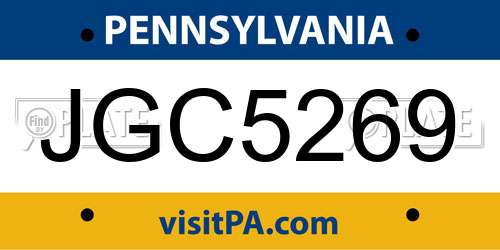 JGC5269 Pennsylvania License Plate