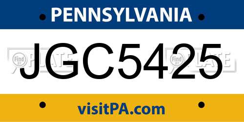 JGC5425 Pennsylvania License Plate