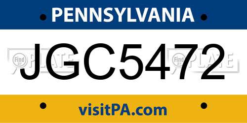 JGC5472 Pennsylvania License Plate