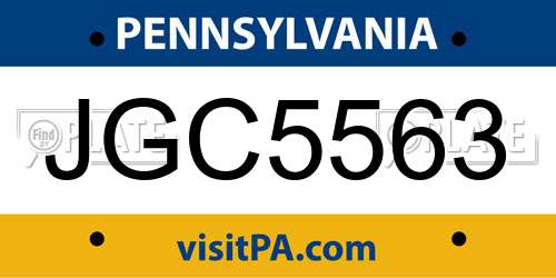 JGC5563 Pennsylvania License Plate