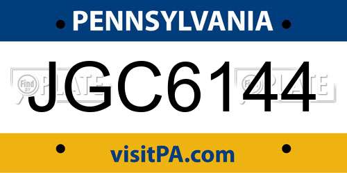 JGC6144 Pennsylvania License Plate