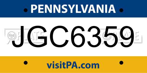 JGC6359 Pennsylvania License Plate