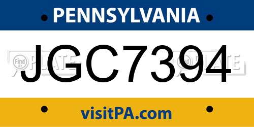 JGC7394 Pennsylvania License Plate