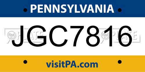 JGC7816 Pennsylvania License Plate