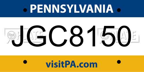 JGC8150 Pennsylvania License Plate