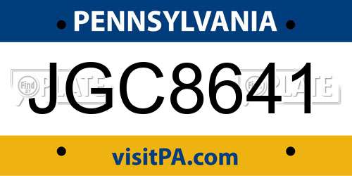 JGC8641 Pennsylvania License Plate