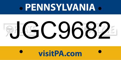 JGC9682 Pennsylvania License Plate