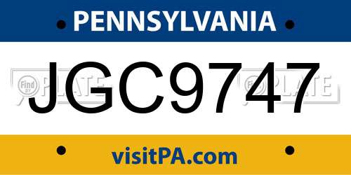 JGC9747 Pennsylvania License Plate