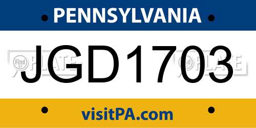 JGD1703 Pennsylvania License Plate