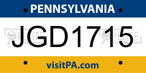 JGD1715 Pennsylvania License Plate