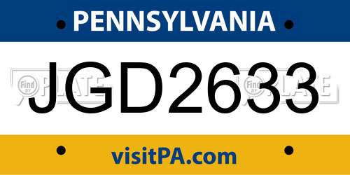 JGD2633 Pennsylvania License Plate