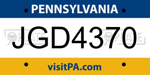 JGD4370 Pennsylvania License Plate