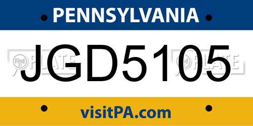 JGD5105 Pennsylvania License Plate