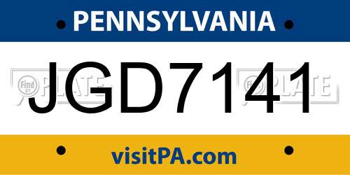 JGD7141 Pennsylvania License Plate
