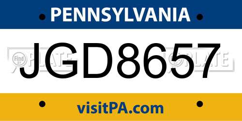 JGD8657 Pennsylvania License Plate