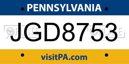 JGD8753 Pennsylvania License Plate