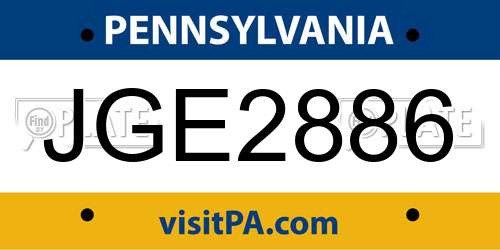 JGE2886 Pennsylvania License Plate