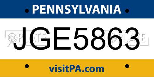 JGE5863 Pennsylvania License Plate