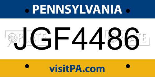 JGF4486 Pennsylvania License Plate