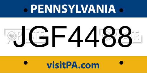 JGF4488 Pennsylvania License Plate