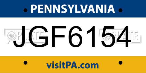 JGF6154 Pennsylvania License Plate