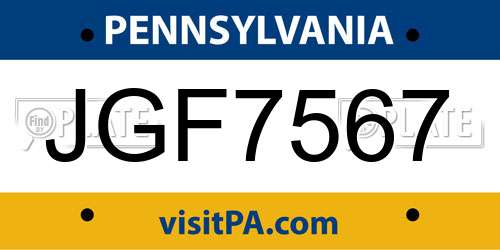 JGF7567 Pennsylvania License Plate