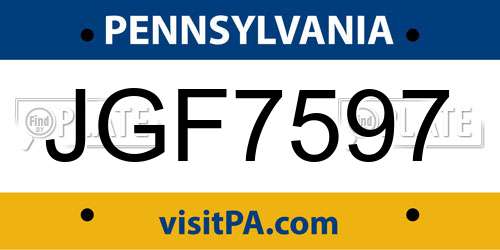 JGF7597 Pennsylvania License Plate