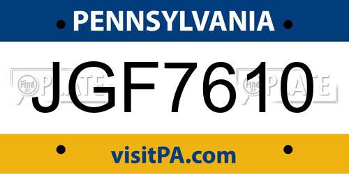 JGF7610 Pennsylvania License Plate