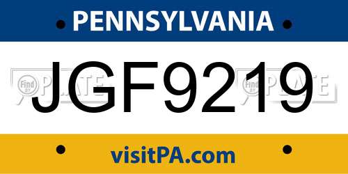 JGF9219 Pennsylvania License Plate
